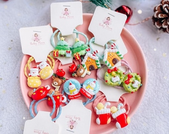 Christmas Hair Ties (Pair): Baby Toddler Holiday Elastics