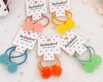 Candy Hair Ties: 10 Rainbow Bobbles, Baby Toddler Hair Accessories