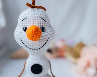 Crochet Olaf and Elsa Doll: Handmade Frozen Snowman Toy, Nursery Decor, Snow Princess Doll
