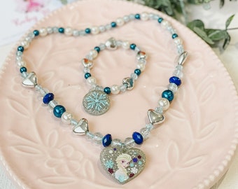 Elsa Bubblegum Bead Jewelry Set: Toddler Necklace & Bracelet