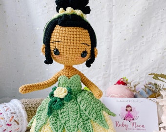 Crochet Princess Tiana Doll, Handmade Nursery Decor