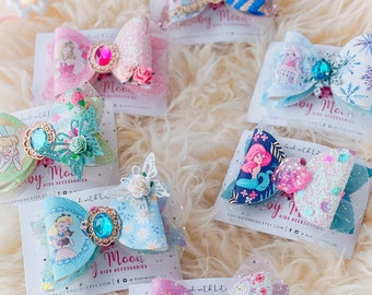 Disney Princess Glitter Hair Bow, Tulle & Leatherette Clip