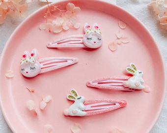 Easter Bunny Glitter Snap Hair Clips: Handmade Set of 2 - Etsy display picture 1