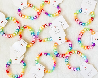 Rainbow Hearts & Stars Toddler Bracelet: Party Favor for Kids