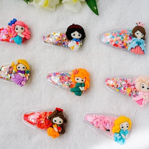 Disney Princess baby toddler shaker hair clip, princess party favours, princess birthday gift, princess hair clip, cute baby fringe clips