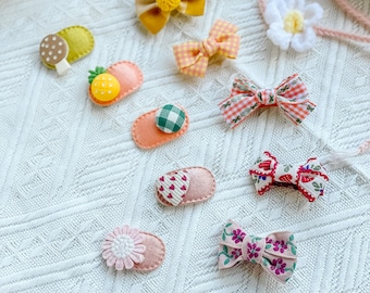 Floral Baby Pigtail Bow Clips - Set of 2 - Baby Girl Hair Accessories