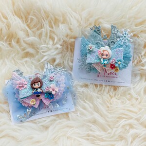 Elsa Hair Bow, Glitter Snowflake Hair Clip, Frozen Birthday Party