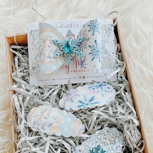 Elsa Hair Clip Gift Set: Snowflake Bows for Toddlers