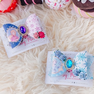 Frozen Elsa Hair Bow: Glitter Princess Hair Clip