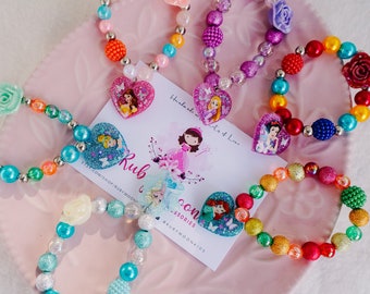 Bracelet de perles Princesses Disney, cadeau pour toute-petite fille