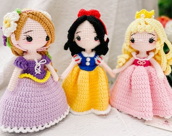 Poupée princesse Disney au crochet, Amigurumi fait main, décoration de chambre d'enfant