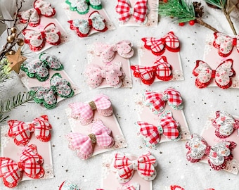 Glitter Butterfly Pigtail Bows: Christmas Hair Clips (Pair)