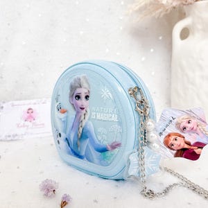 Bolso bandolera de Elsa inspirado en Frozen, bolso de princesa brillante, bolso de mano para niños pequeños Sky Blue