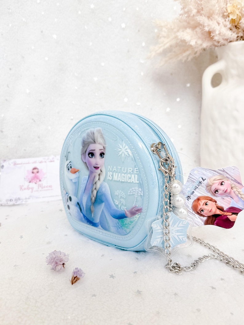 Bolso bandolera de Elsa inspirado en Frozen, bolso de princesa brillante, bolso de mano para niños pequeños Sky Blue