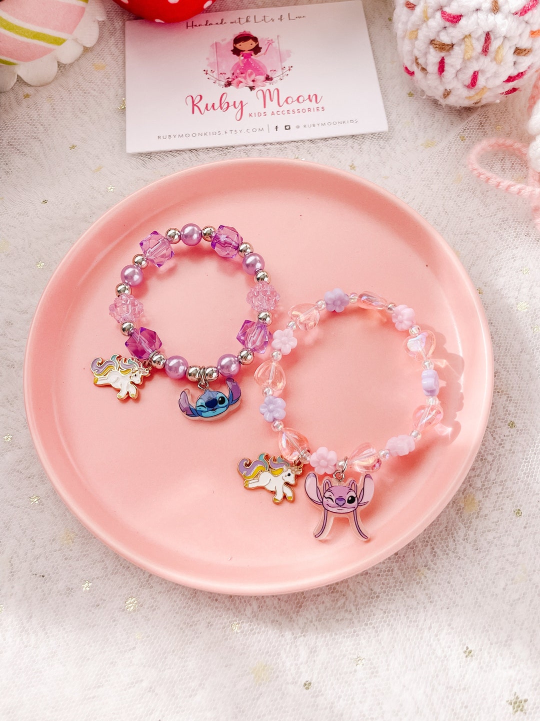 Stitch Angel Charm Bracelet Set: Ohana Friendship Jewelry