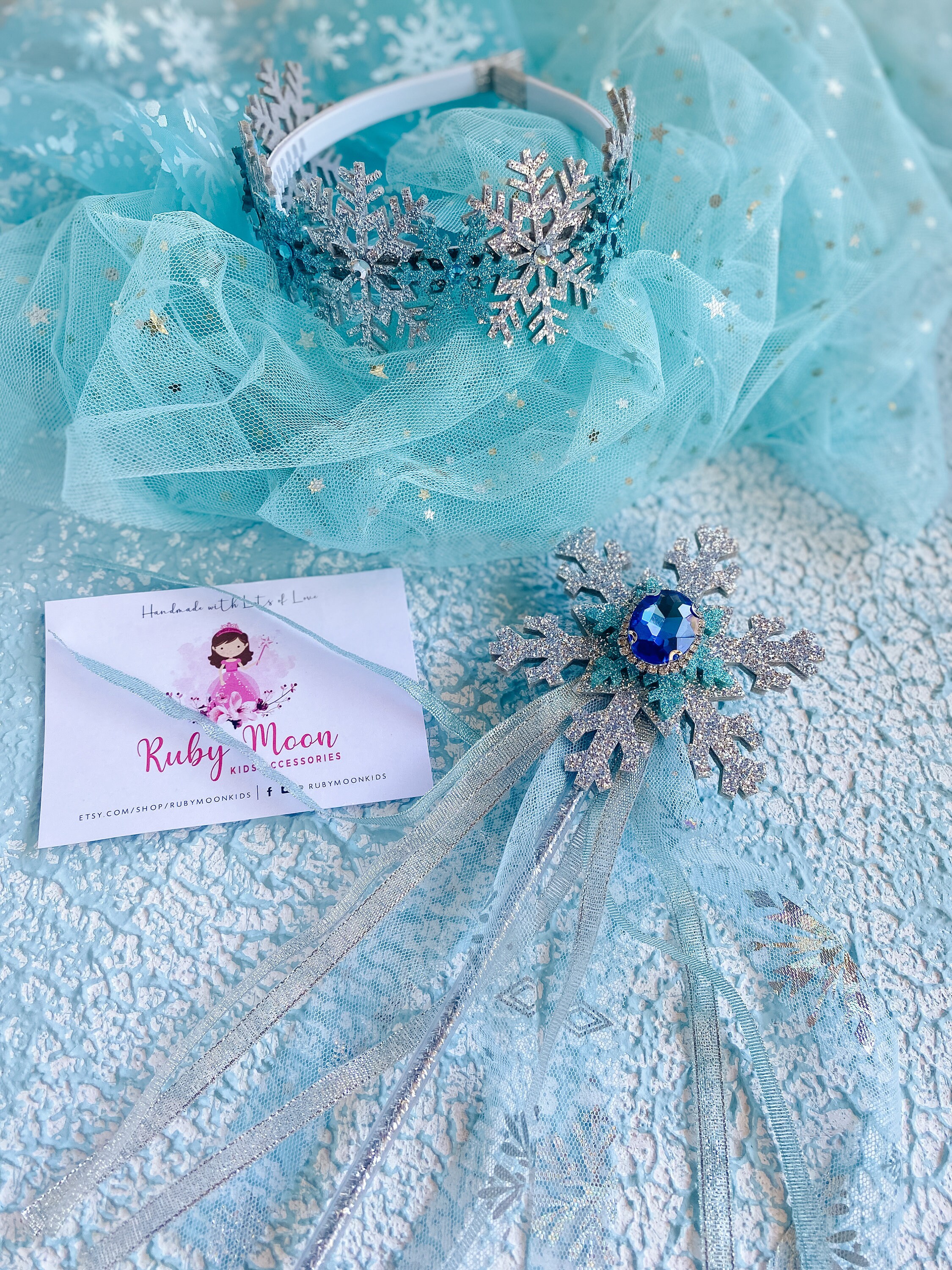 ZXShow 6 Set Princesse Elsa Diadème Bleu deguisement baguette magique avec accessoires reine des neiges style magic frozen cosplay Idéal pour fêtes thème Elsa et soirées féeriques