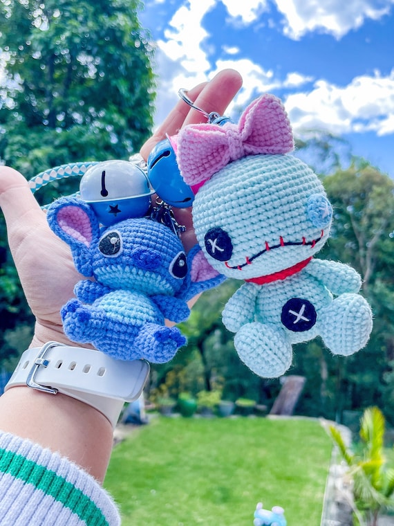 Crochet Lilo and Stitch Keychain Set, Disney Bag Charm, Scrumpt