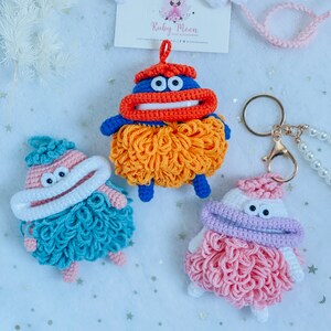 Funda para AirPods de peluche de monstruo de ganchillo, funda kawaii para AirPods 2, llavero de muñeca Blue Monster