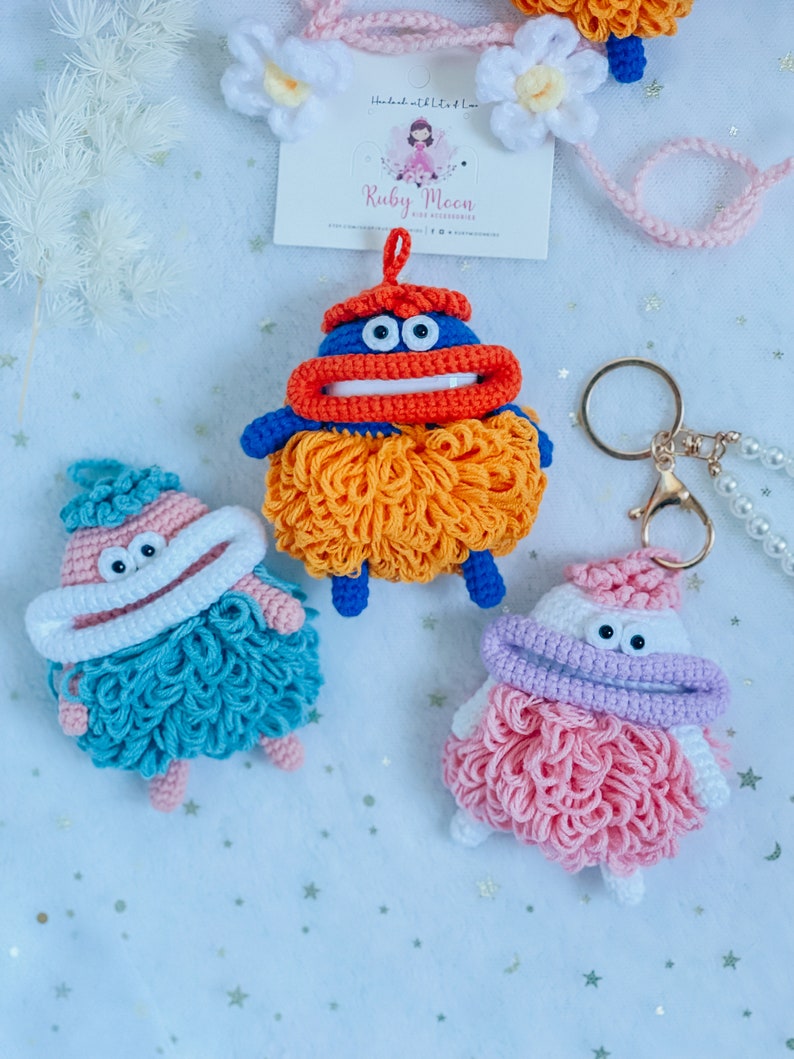 Funda para AirPods de peluche de monstruo de ganchillo, funda kawaii para AirPods 2, llavero de muñeca Blue Monster