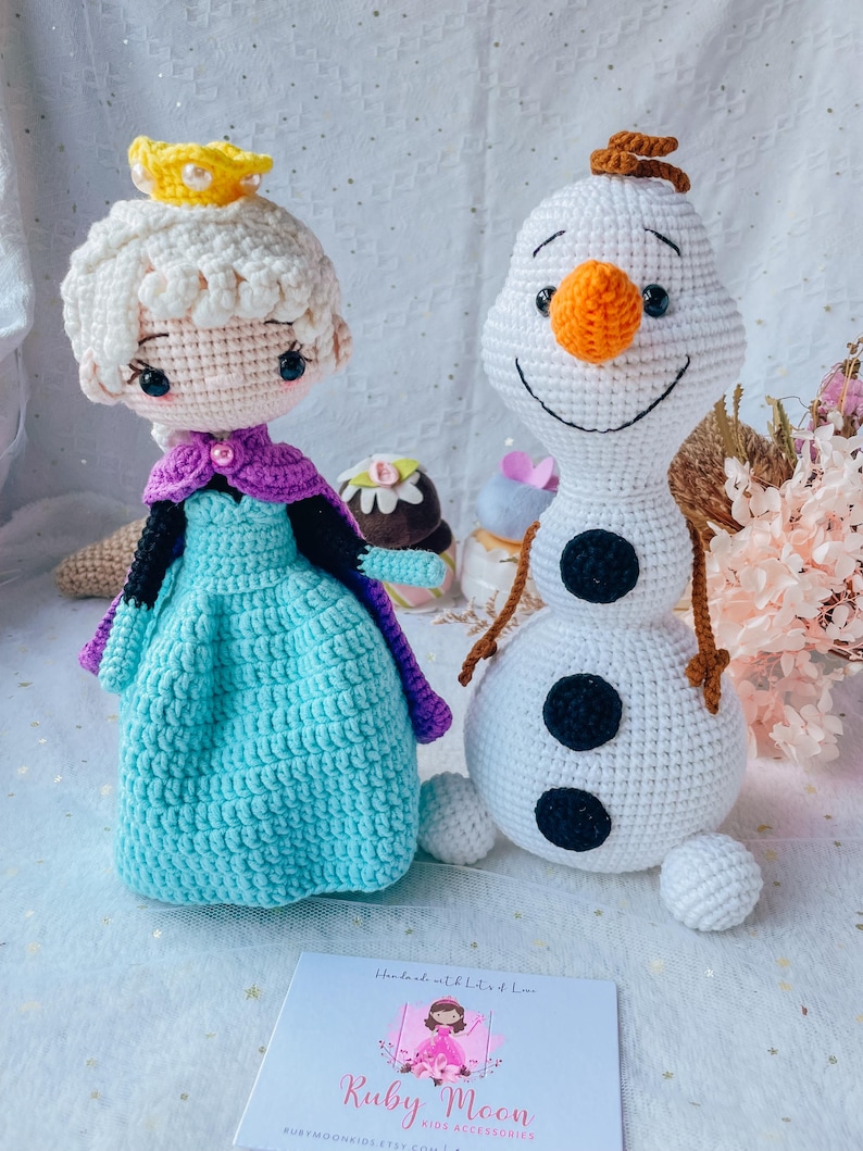 Large Crochet Princess Dolls: Frozen Inspired Nursery Decor, Big Sis and Little Sis image 11