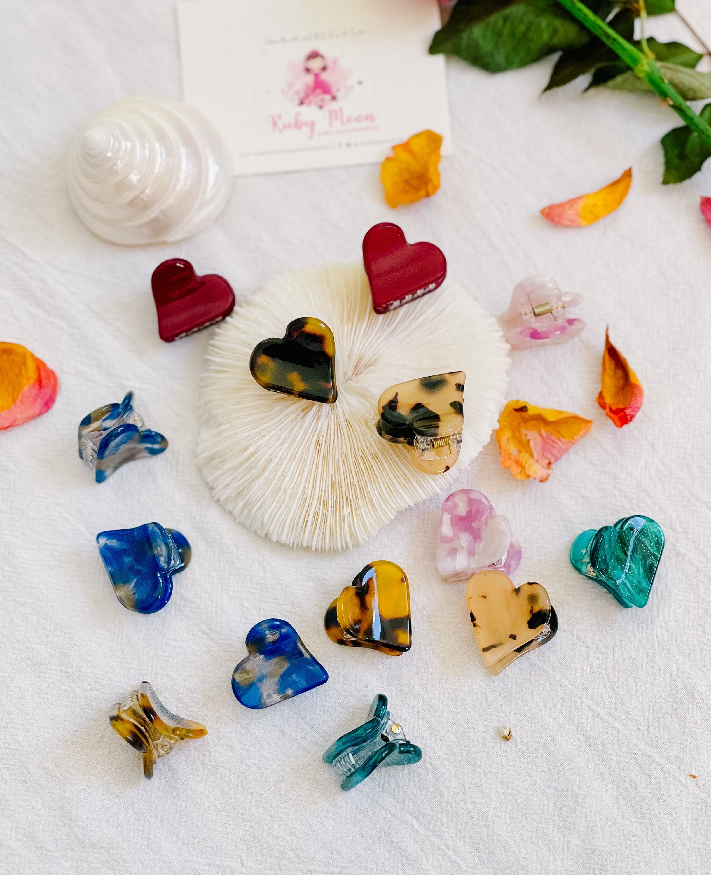 Mini Heart Hair Claw Clip: Acetate Resin Fringe Clips - Etsy
