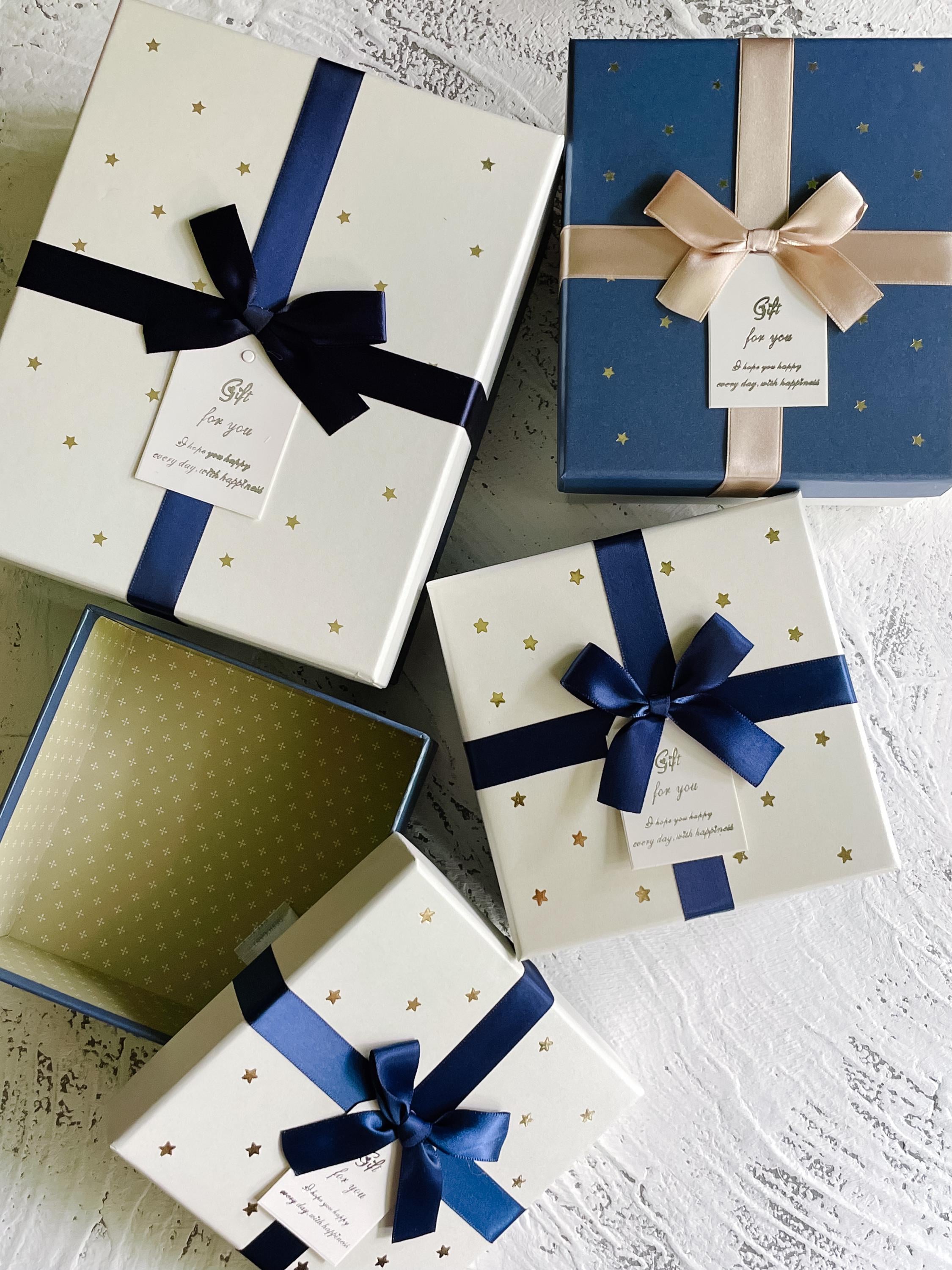 Blue & White Ribbon Gift Box: Elegant Packaging for Special Occasions ...
