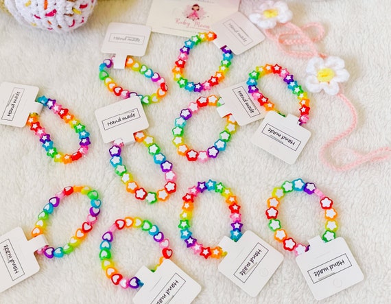 Cute Rainbow Hearts, Rainbow Stars Toddler Bracelet, Rainbow Party Favours,  Kids Party Favors Party Bag Filler, Unicorn Party Favor for Kids 