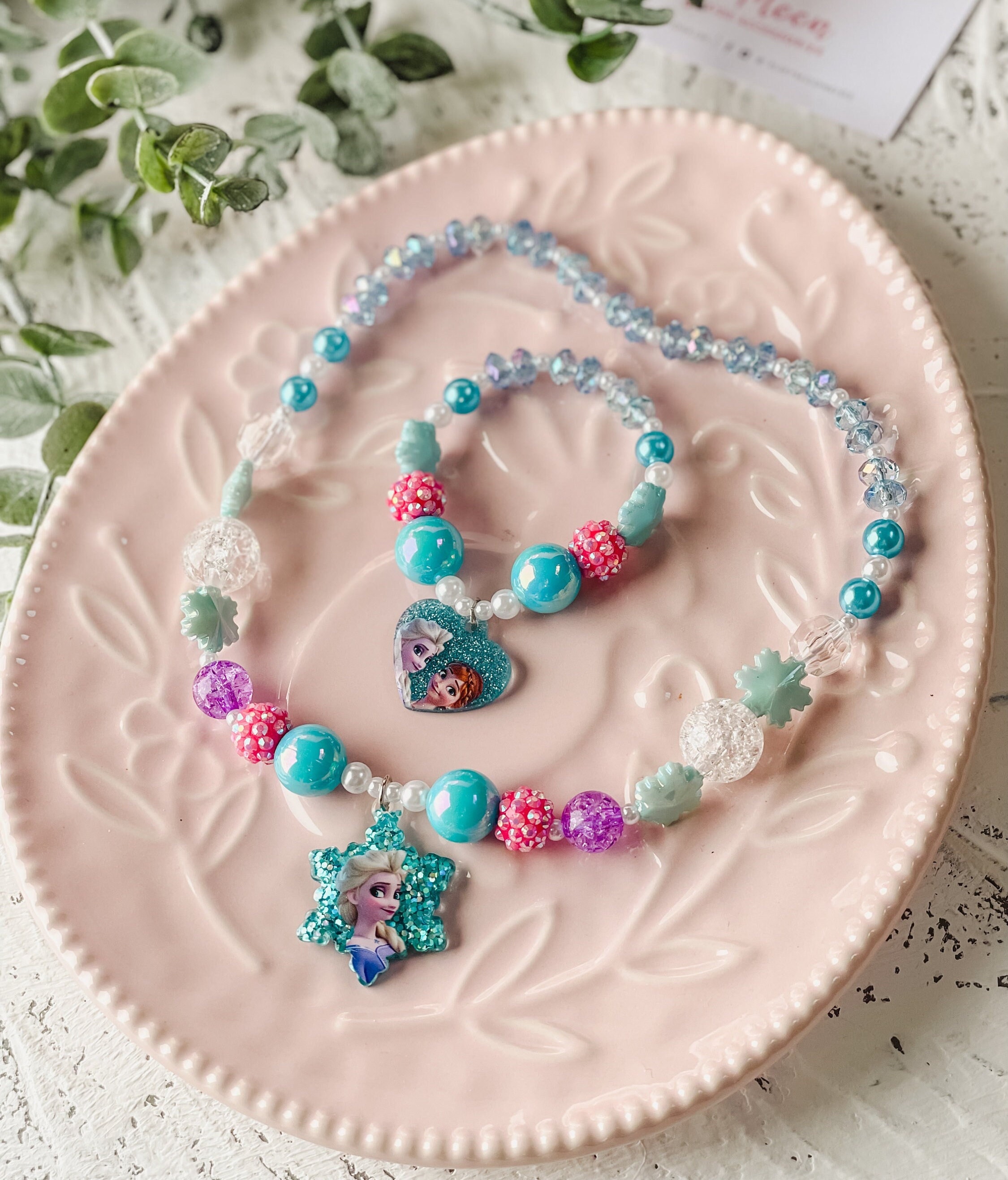 Parure Bijoux Fille Étoile - Collier Perles Et Bracelet Extensible Coloré Pour Enfants
