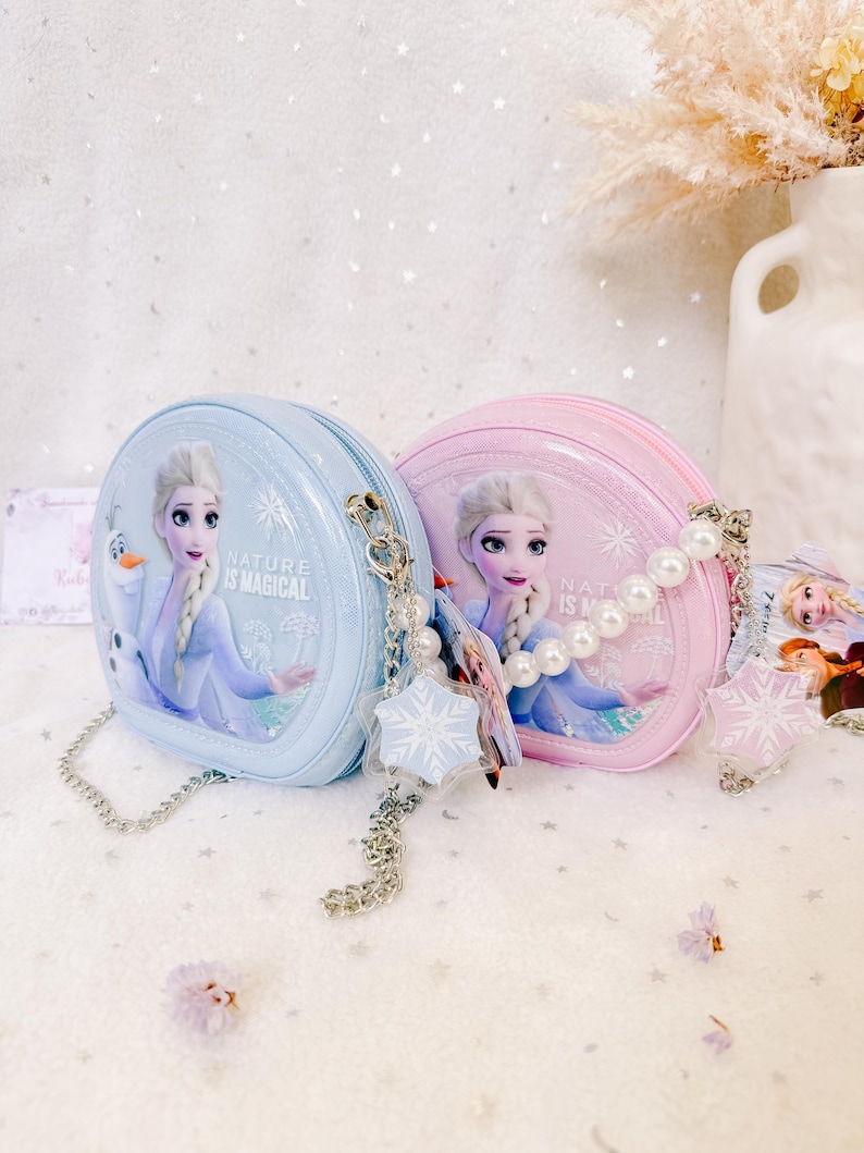 Bolso bandolera de Elsa inspirado en Frozen, bolso de princesa brillante, bolso de mano para niños pequeños imagen 2