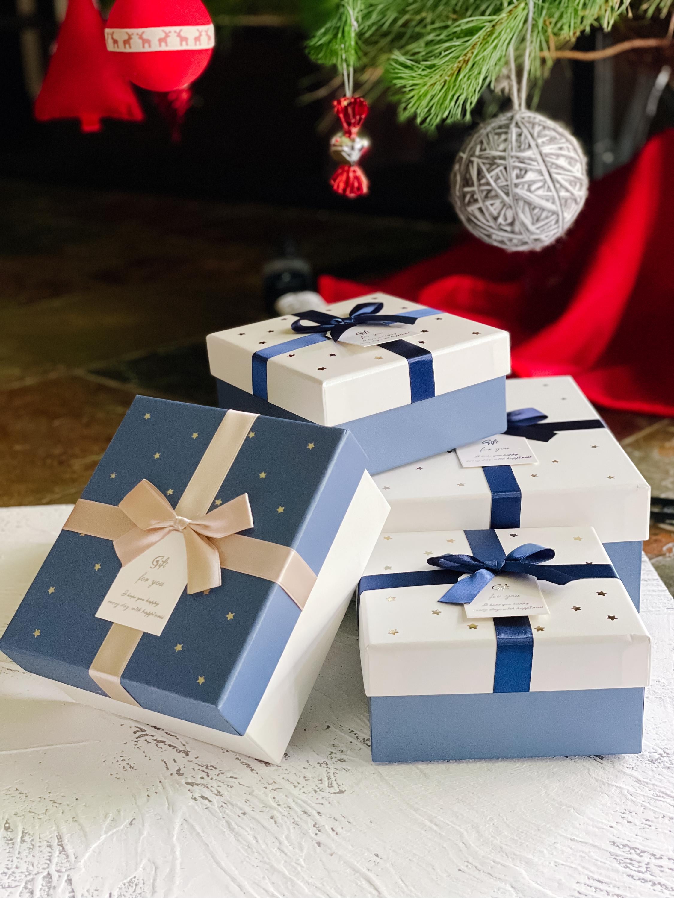 Blue & White Ribbon Gift Box: Elegant Packaging for Special Occasions ...