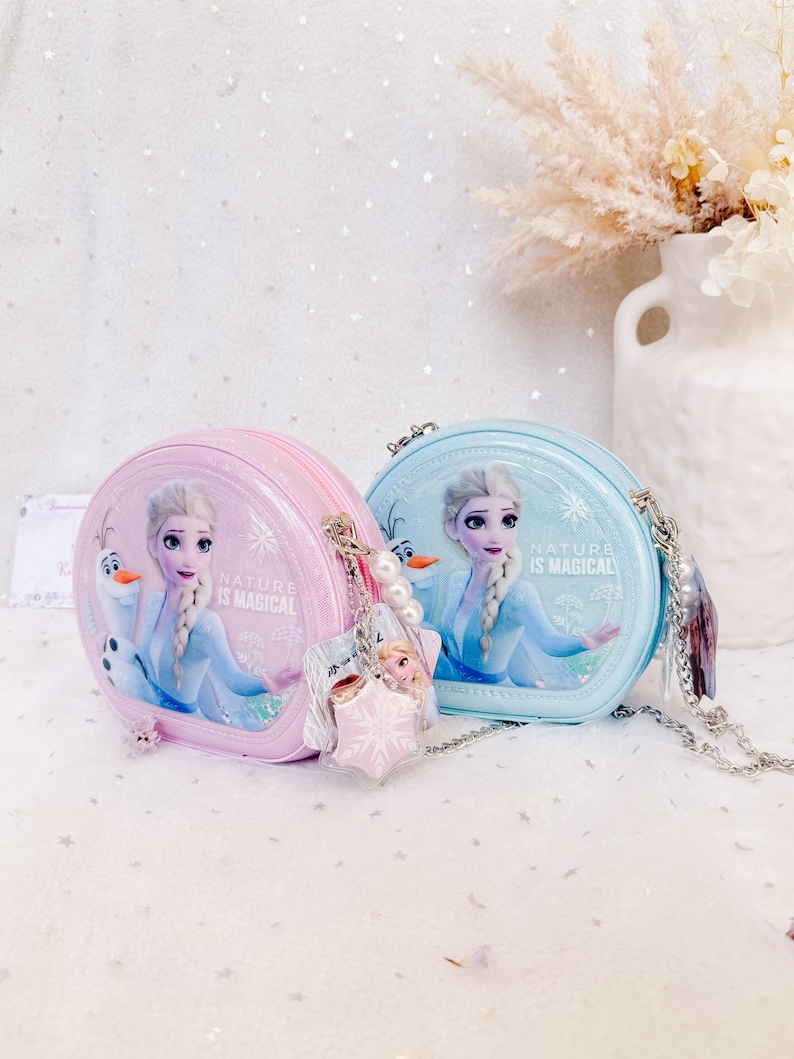 Bolso bandolera de Elsa inspirado en Frozen, bolso de princesa brillante, bolso de mano para niños pequeños imagen 1