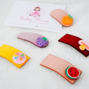 Wildleder Snap Clips Set: Obst & Regenbogen Haarspangen für Baby Mädchen