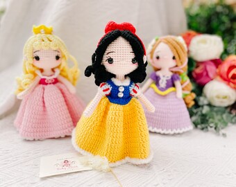 Crochet princess doll, Disney princess amigurumi, Aurora, Snow White, 1st  birthday gift, keepsake doll, baby girl gift, girl nursery decor