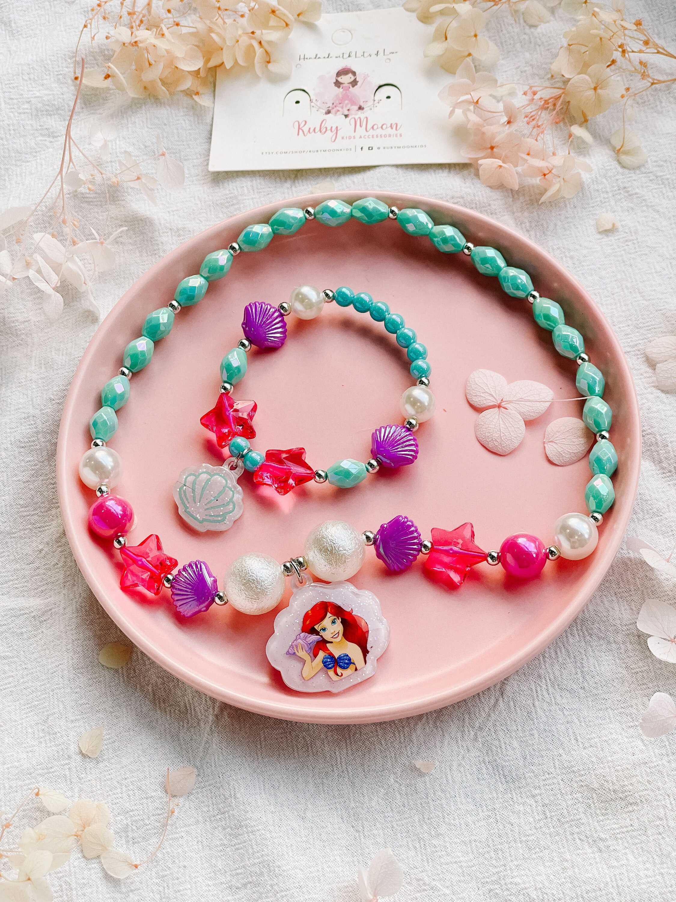 Bijoux de petite sirène SET pour petite fille, collier de petite sirène  Ariel, bracelet coquillage, robe de fête de sirène, cadeau danniversaire de  sirène -  France