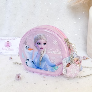Bolso bandolera de Elsa inspirado en Frozen, bolso de princesa brillante, bolso de mano para niños pequeños Creamy Pink