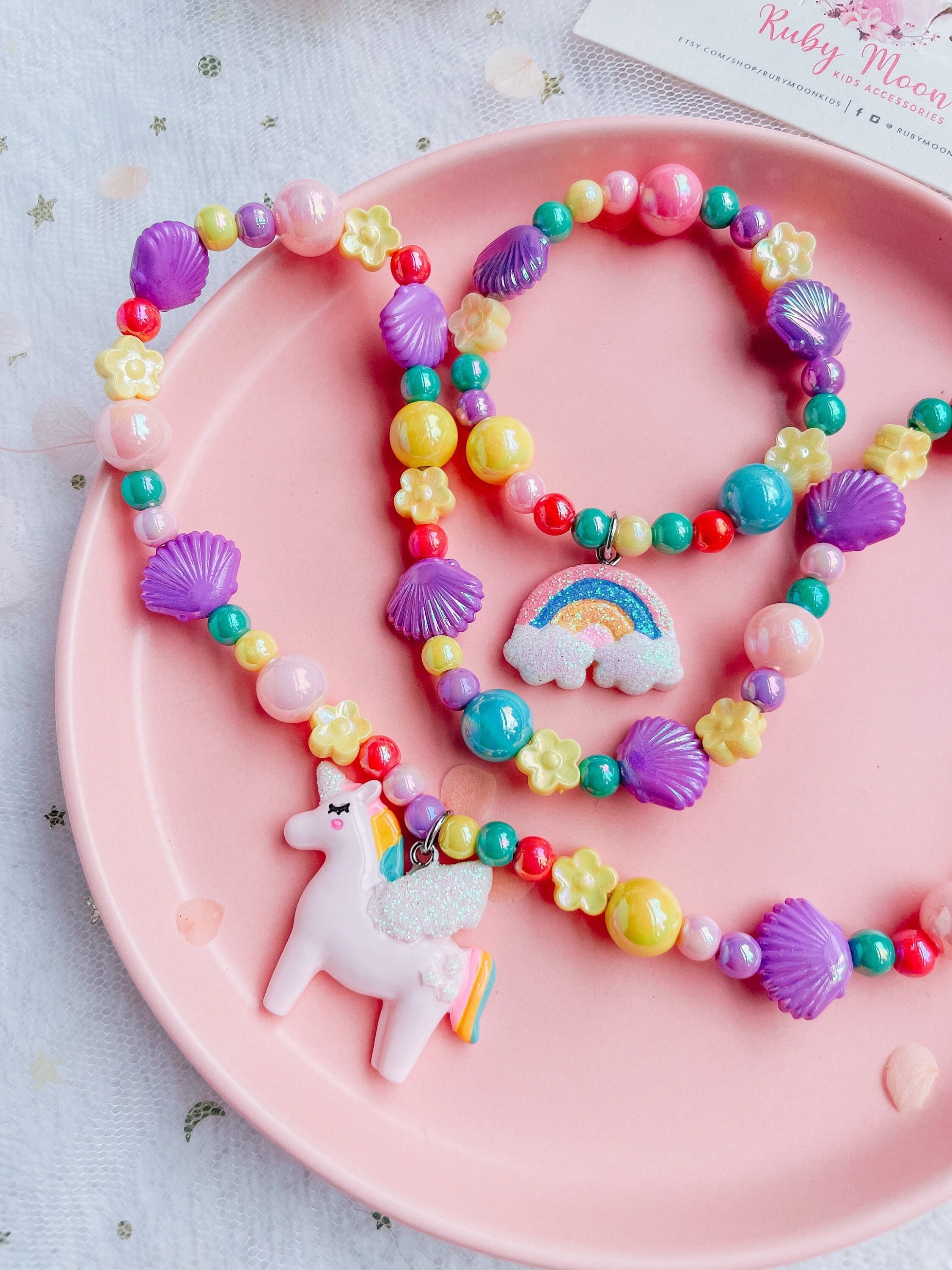 Valentines Day Gift Unicorn Necklace Clip Chunky Jewelry For Girls Little  Kids