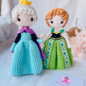 Large Crochet Princess Dolls: Frozen Inspired Nursery Decor, Big Sis and Little Sis image 3