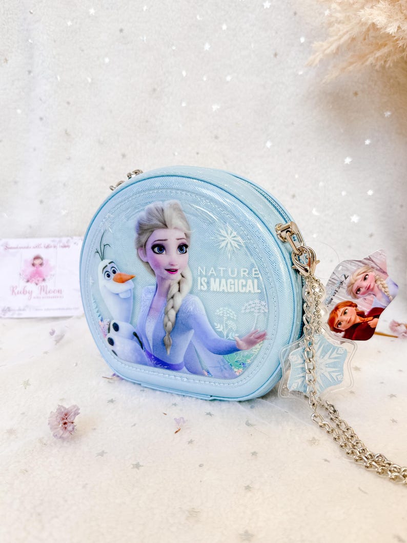Bolso bandolera de Elsa inspirado en Frozen, bolso de princesa brillante, bolso de mano para niños pequeños imagen 3