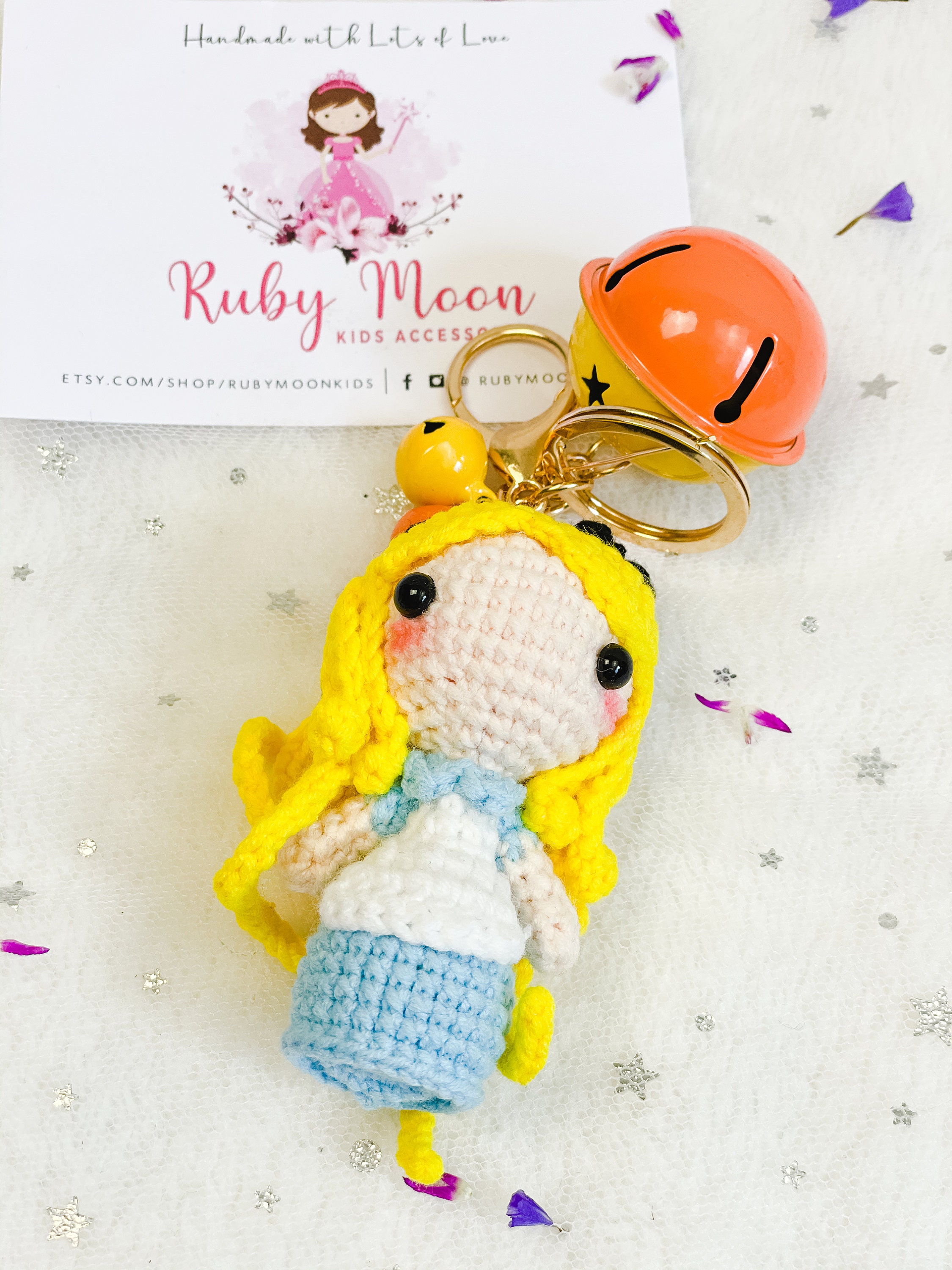 Crochet amigurumi doll keychain Disney princess keyring mini Etsy