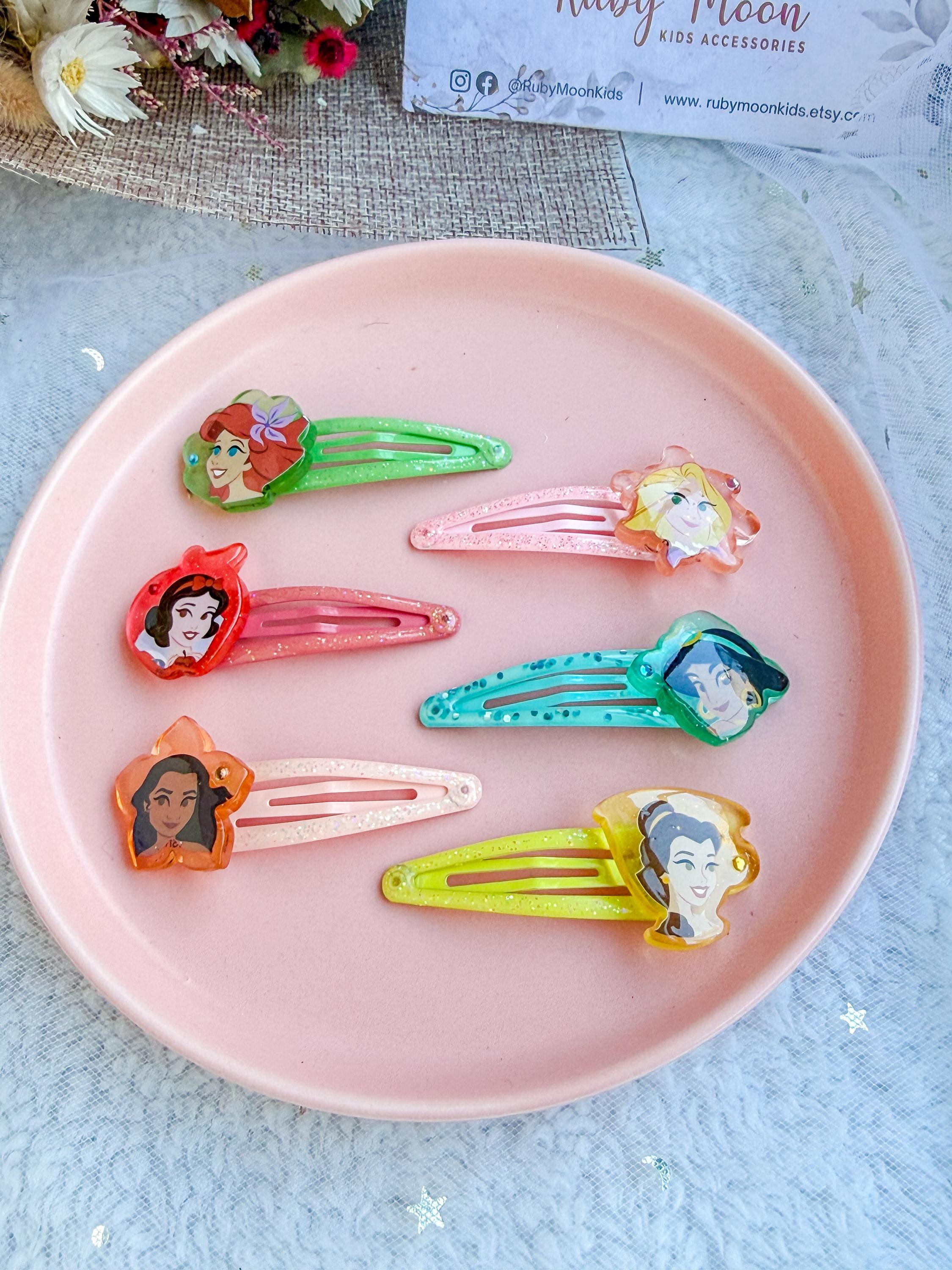 ノースアメリカンベア:[GARLEE]Muffy Garlee Princess Set of 6 Glitter Princess Hair Clips | Belle, Ariel, Moana