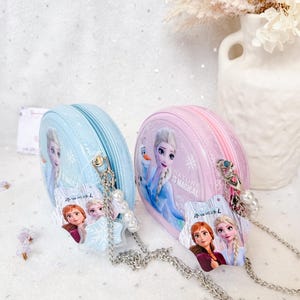 Bolso bandolera de Elsa inspirado en Frozen, bolso de princesa brillante, bolso de mano para niños pequeños imagen 7