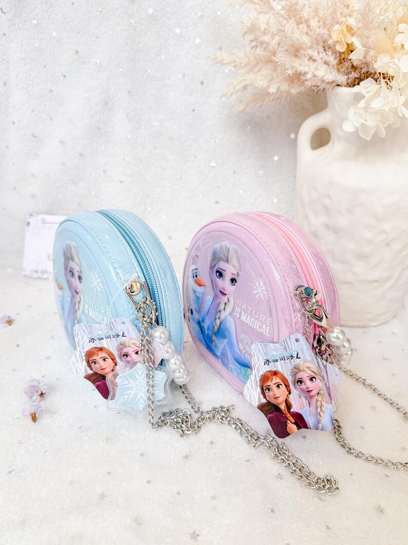 Bolso bandolera de Elsa inspirado en Frozen, bolso de princesa brillante, bolso de mano para niños pequeños imagen 7