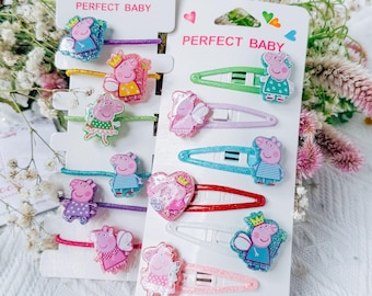 Princess Piggy Hair Clips and Ties Set, Fairytale Girls Accessories, Glittery Snap Clips for Toddler Girl