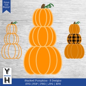 Stacked Pumpkins SVG | Pumpkin Stack SVG - 3 Designs!  | PNG Clipart Cutfile