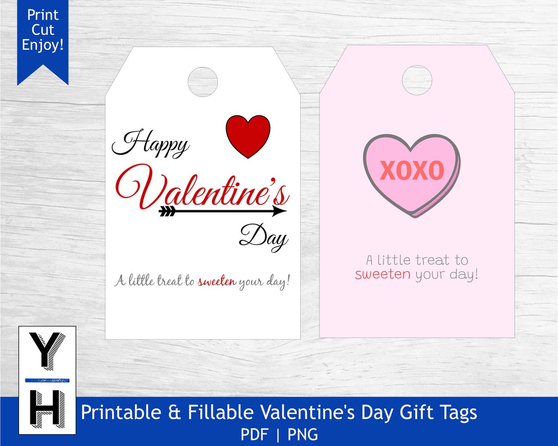4 Printable Valentine's Day Gift Tags Printable | Etsy