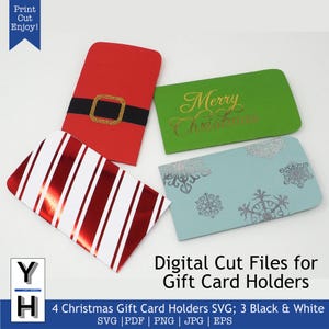 Weihnachtsgeschenkkartenhalter SVG Bundle Geschenkkarte bedruckbar mit Schwarzweiß-Printables für Folienlaminierung Schnittdateien