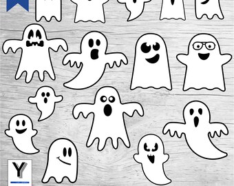 Ghost SVG-bundel | Spookgezicht SVG | Leuke png-afbeelding met spoken voor Halloween