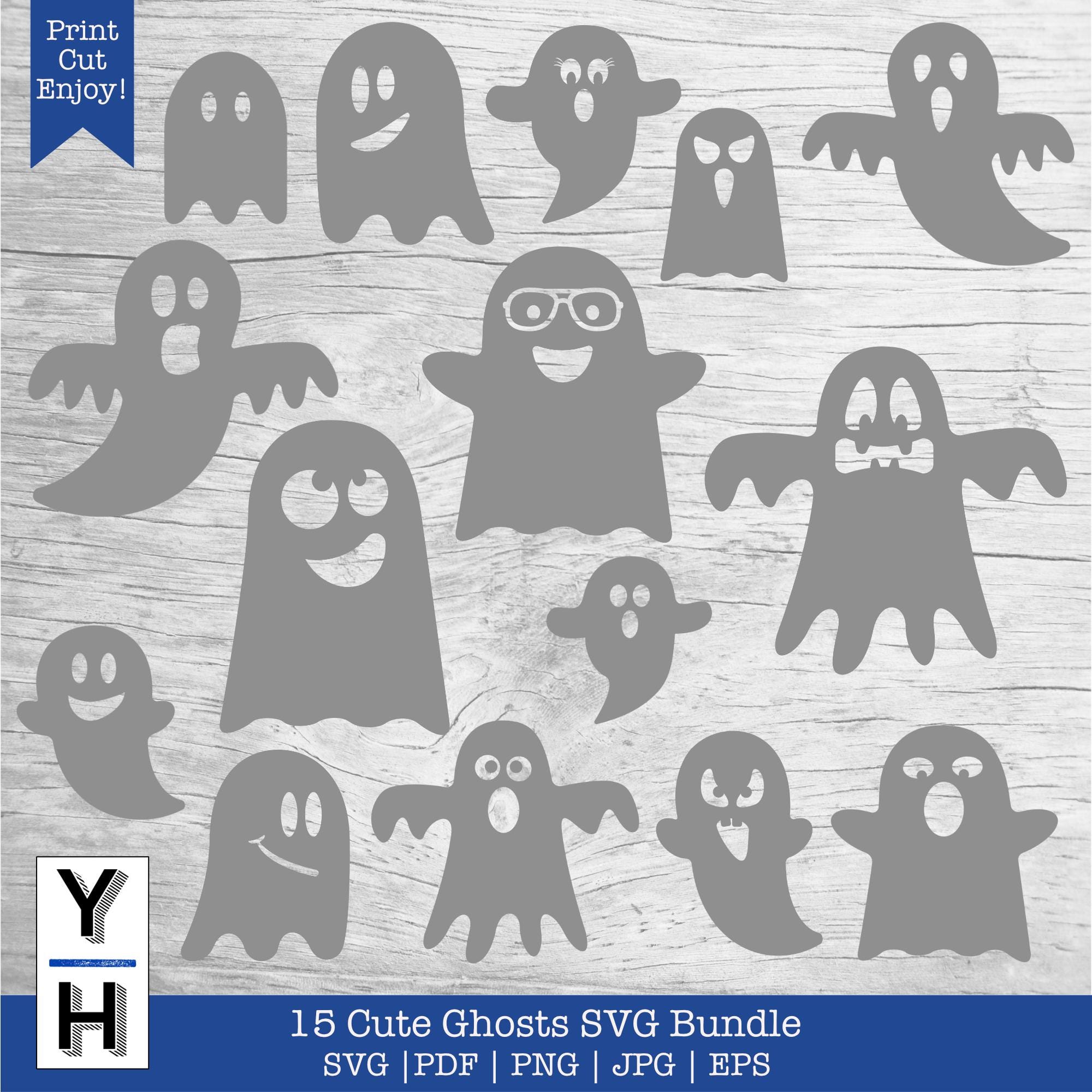 Ghost SVG Bundle | Ghost Face SVG | Cute Ghosts PNG Clipart for ...