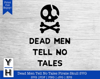 Dead Men Tell No Tales Pirate Skull SVG for Shirts & Mugs | Halloween Talk Like a Pirate Day PNG Clipart Vertical and Horizontal designs