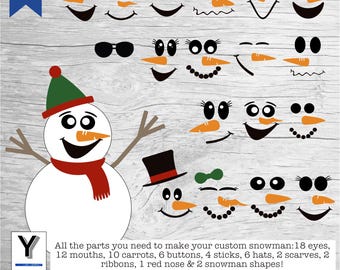 May include: A digital download of SVG files for creating a custom snowman. The image shows a variety of snowman parts, including eyes, mouths, carrots, buttons, sticks, hats, scarves, ribbons, and snowman shapes. The text "Print Cut Enjoy!" is at the top of the image. The text "Ultimate Snowman SVG Bundle" is at the bottom of the image. The text "SVG | PDF | PNG | JPG | EPS" is below the bundle title.